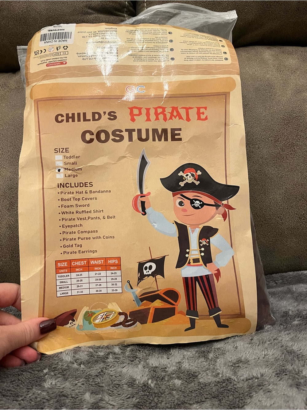 Kids Pirate Halloween Costume Size Medium 8–10 NEW Sealed